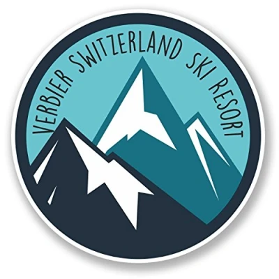 Image of 2 x 10cm Verbier Switzerland Ski Snowboard Resort Vinyl Sticker Laptop Fun #6436 (10cm 10cm)