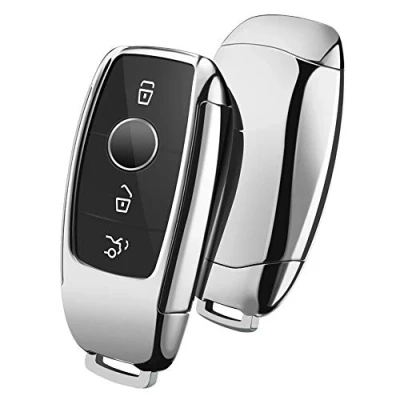 Image of OATSBASF Car Key Cover Compatible with Mercedes Benz,Car Box for Benz E Class 2017 S 2018 (Silver)