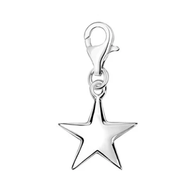 Image of Quiges 925 Sterling Silver 3D Star Lobster Clasp Charm Clip on Pendant