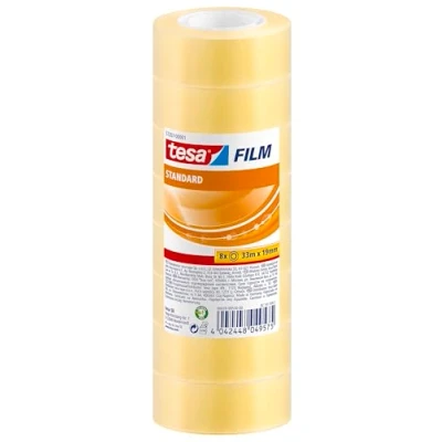 Image of tesafilm Standard Self Adhesive Clear Tape Transparent Multi Purpose for Home, Office and School, 33 m x 19 mm Pack of 8