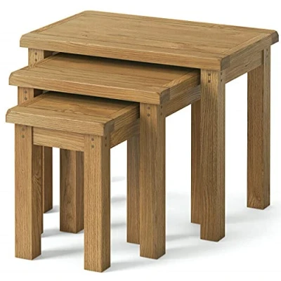 Image of Furniture Octopus Abbey Oak Nest of 3 Tables/Modern Rustic Occasional Tables