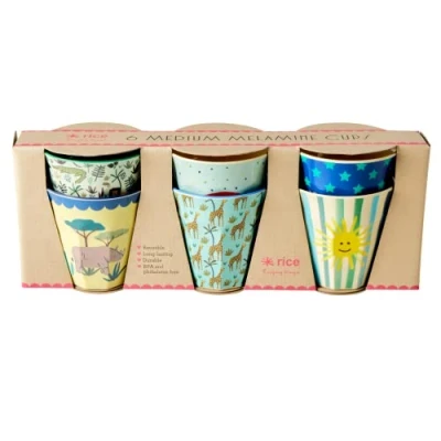 Image of Rice Medium Melamine Cups 6 Pcs Funky Prints