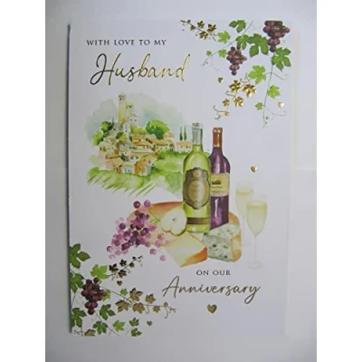 Image of LARGE STUNNING TOP RANGE 3 PAGE LOVE TO MY HUSBAND ANNIVERSARY GREETING CARD