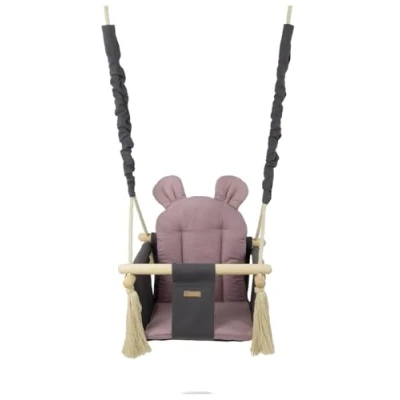 Image of Baby/toddler swing, indoor, outdoor, soft seat, swing chair (colour: grey, light pink)