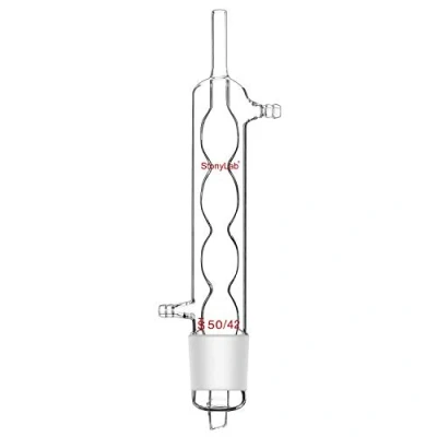 Image of stonylab Allihn Condenser Reflux for Soxhlet Extractor, Borosilicate Glass with 50/42 Joint 250 mm Jacket Length Lab Condenser, 500 ml