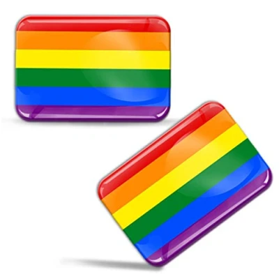 Image of 2 x 3D Domed Silicone Stickers Decals LGBT Rainbow Lesbian Gay Pride Unisex Peace Adult Flag Car Motorcycle Helmet F 65