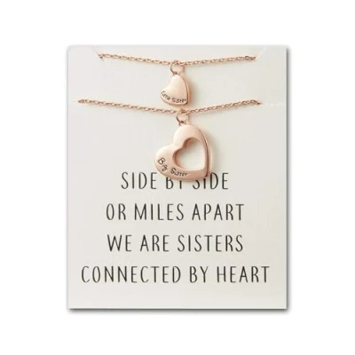 Image of Philip Jones Rose Gold Plated Big Sister and Little Necklace Set with Quote Card