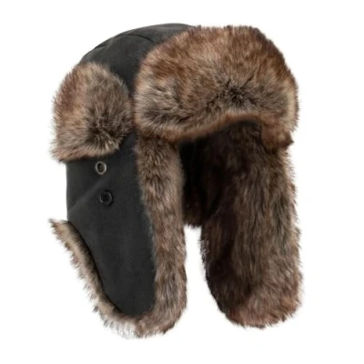 Image of WALKER AND HAWKES Faux Fur Tibbets Trapper Hat Black S/M (57/58cm)