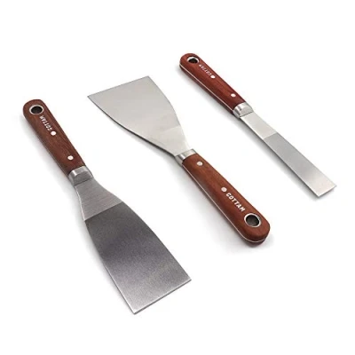 Image of COTTAM Premium Wooden Handle Scale Tang Scraper Collection Ideal Paint or Wallpaper Stripping Knife in Sizes 1&quot;, 2&quot; and 3&quot;