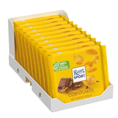 Image of Ritter Sport Milk Chocolate Cornflakes 100g (Pack of 10)
