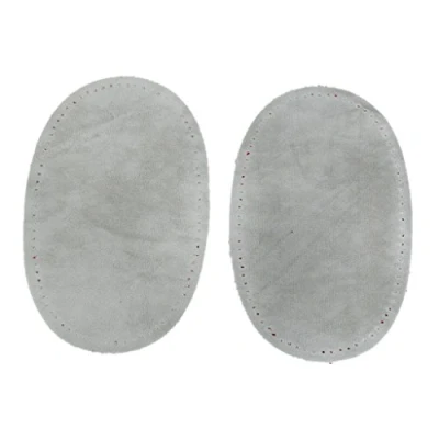Image of One pair of oval iron on patches for knees, elbows patching / sewing crafting una talla grey