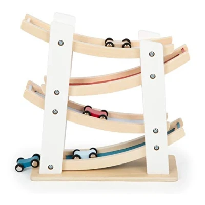 Image of Small Foot 11873 Classic Racetrack, Made of Natural Wood, with Brightly Coloured Tracks, for Ages 18+ Months Toys