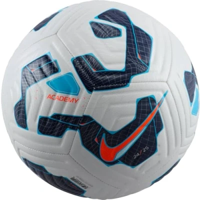 Image of Nike Performance Academy Unisex Football, Size: 5, White/blackened blue/hyper crimson