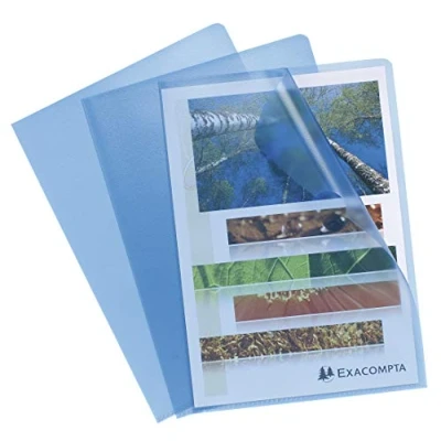 Image of Exacompta Ref 56112E Grained PP Cut Flush Folder Suitable For A4 Documents, 0.1mm Polypropylene, Top Right Opening, Out Easy Opening Blue (Bag of 10)