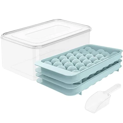 Image of Lrporyvn Round Tray with Lid Ice Maker Mold Cube Box