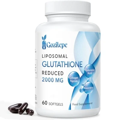 Image of Gozitepe Liposomal Glutathione Reduced 2000mg per Serving Supplement with Hyaluronic Acid + Collagen Peptide Resveratrol 10x Better Absorption (60 Count (Pack of 1))