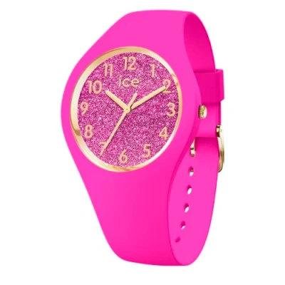 Image of Ice WATCH Glitter Neon Pink Women&#039;s Wristwatch With Silicon Strap 021224 (Small)