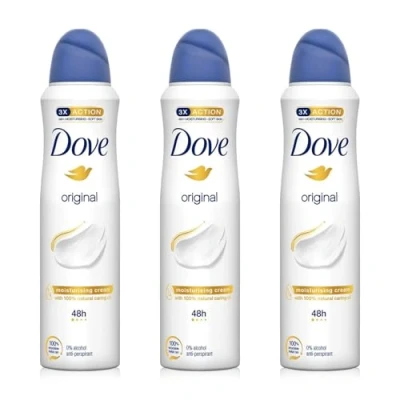 Image of Dove Original Aerosol AntiPerspirant Deodorant 150ml (Pack of 3)