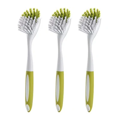 Image of Washing Up Brushes for Dish Kitchen Sink Pot Pan Scrubbing with Durable Bristles, Yellow green 3Pcs