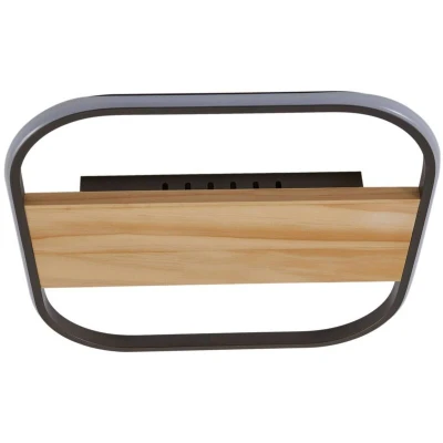 Image of Lindby LED ceiling light Romilda, grey, wood, 37 cm wide