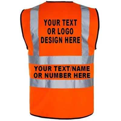 Image of Personalised Hi vis safety vest Customise vests or waistcoat Get Printed High viz Jackets with Your Text/Logo EN471 Class2: Any Logo/Design for business promotions XL O