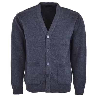 Image of Men Knitted Cardigan Button V Neck Long Sleeve Sweater with Pockets Denim/S