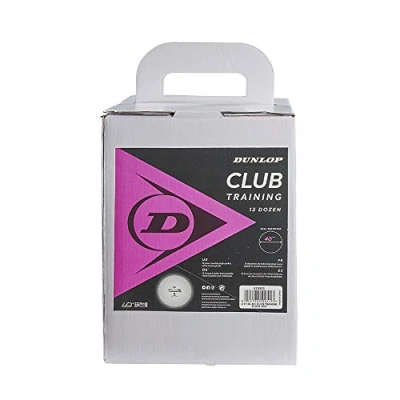 Image of DUNLOP Club Training 144 Table Tennis Balls, White, Box of 144, White TT Training, Beginners and Advanced Players