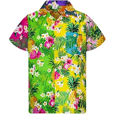 Image of King Kameha Funky Hawaiian Shirt Kids Boys, Shortsleeve, Print Pineapple Flowers, Mix, 8