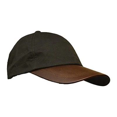 Image of WALKER AND HAWKES Wax Brunswick Baseball Cap w/Leather Peak One Size Black