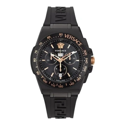 Image of Versace Greca Extreme Chrono Mens Black Watch VE7H00323 Silicone One Size