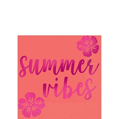 Image of Amscan 50777705 Summer Vibes 2 Ply Beverage Napkins 16 Pack