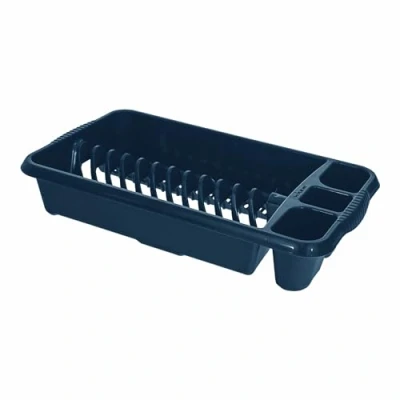 Image of Navy Blue High Grade Medium Plastic Dish Drainer Plate Cutlery Tray Rack Kitchen Sink Holder Stand Draining Board