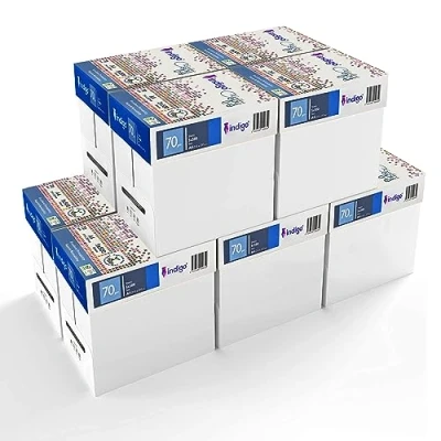 Image of indigo Excellent Copy Paper A4 White Box of 5 Reams Bright Premium Office Printing and Copying 2500 Sheets (80 GSM) 10 Boxes