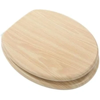 Image of Marco Paul 18&quot; Standard Traditional Pine Wooden MDF Toilet Seat Universal Adjustable to Fit Most Toilets Oval with Hinges &amp; Parts Bathroom En Suite Office Home Indoor (18&quot; Pine)