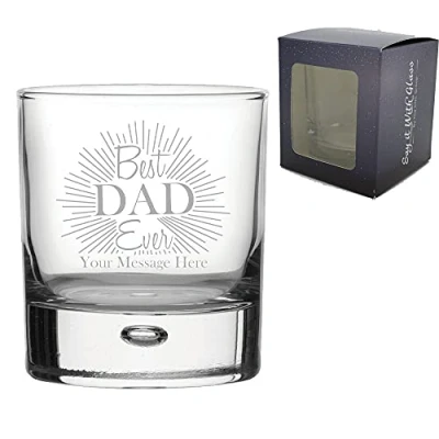 Image of Personalised Engraved Bubble Whisky Glass, Best Dad Ever Design, Personalise with Any Message, Perfect for Father