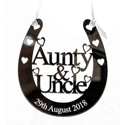 Image of Personalised Aunty &amp; Uncle Wedding Bridal Gift Lucky Keepsake Horseshoe. AGiftForYouUK HS15