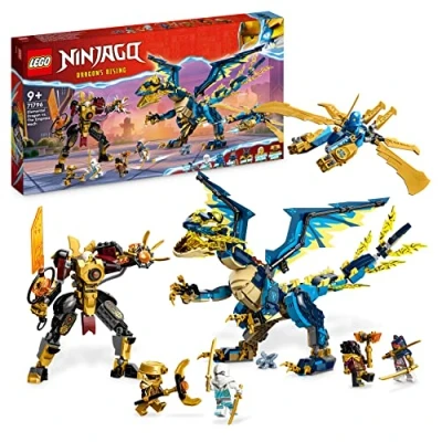 Image of LEGO NINJAGO Elemental Dragon vs. The Empress Mech, Large Building Toy Set with Toy, Action Figure, Ninja Flyer and 6 Minifigures, Dragons Rising Series Gift for Kids, Boys, Girls 71796