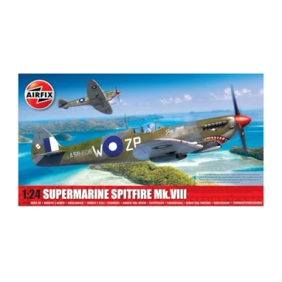 Image of Airfix A17002 Supermarine Spitfire Mk.VIII Military Aircraft Plastic Model Kit, Multi, 1:24 Scale