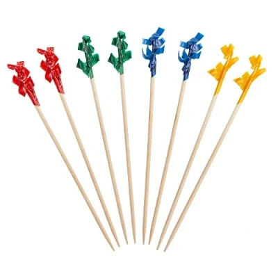 Image of [1000 Count] Cocktail Picks &amp; Food Toothpicks 4 Inch Wooden Pick Skewers for Drinks Appetizers Fancy Assorted Colored Frills
