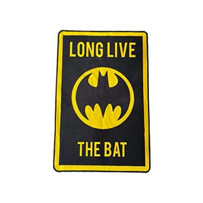 Image of Groovy Uk Batman Indoor Mat, 120 cm Length x 80 Width, Black/Yellow