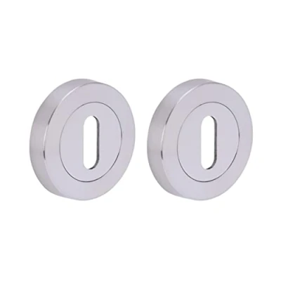 Image of HANDLEZONE® 2 Pack Keyhole Door Lock Escutcheon Covers Dual Finish Polished/Satin Chrome