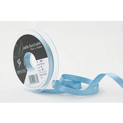 Image of Berisfords Double FACE Poly Satin Ribbon, Dusky Blue, 10 mm