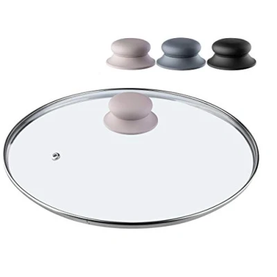 Image of KADAX Glass Lid with Silicone Handle, Heat Resistant for Pots and Saucepans, Durable Steam Vent, Transparent Cooking (Beige, 26 cm)