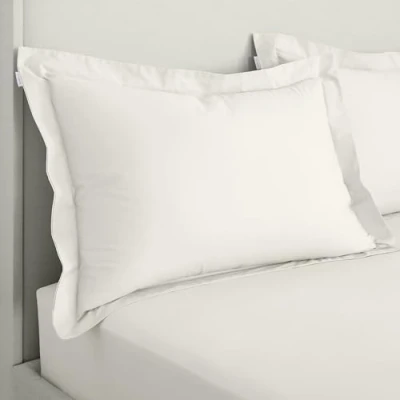 Image of Bianca 200 Thread Count Cotton Percale Oxford Pillowcase Pair Cream
