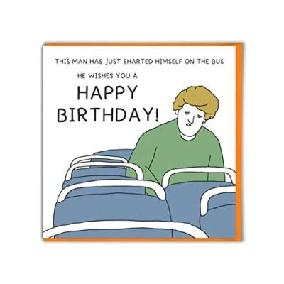 Image of Brainbox Candy Funny Birthday Card &#039;Shart&#039; Otherwhats Hilarious Illustration Cartoonist Silly Cheeky Rude Cards For Him Her Men Women Friends Mates