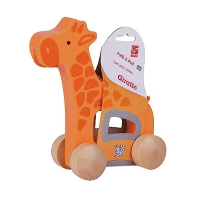 Image of Hape E0906 Giraffe Push and Pull Along Wooden Toy For 12 Months +