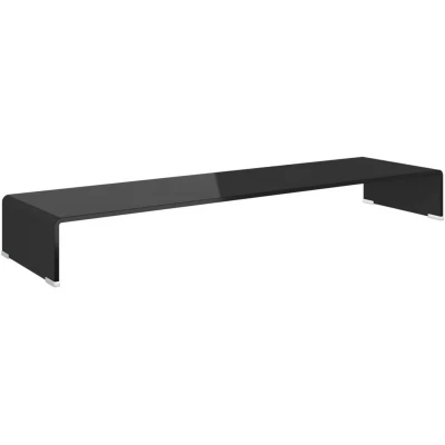 Image of vidaXL TV Stand/Monitor Riser Glass Black 110x30x13 cm