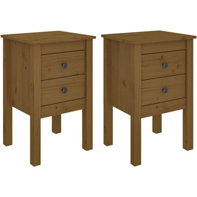 Image of vidaXL Bedside Cabinets 2 pcs Honey Brown 40x35x61.5cm Solid Wood Pine