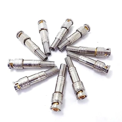 Image of BW® 10pcs BNC Male Connector for RG 59 Coaxical Cable, Brass End, Crimp, Cable Screwing, CCTV Camera