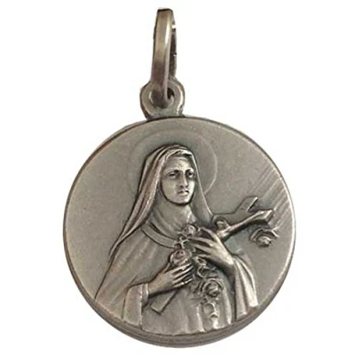 Image of 925 Sterling Silver &quot; Saint Therese of Jesus Child Medal Protector Sicks